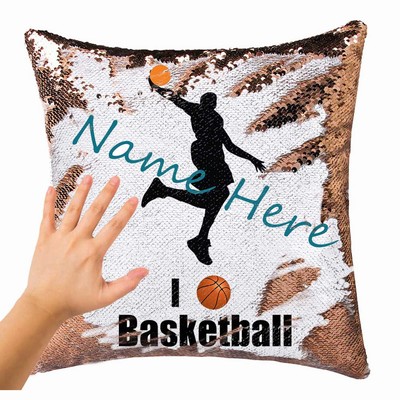 Cool Customized Sequin Pillow Name Gift For Bastketball Fan